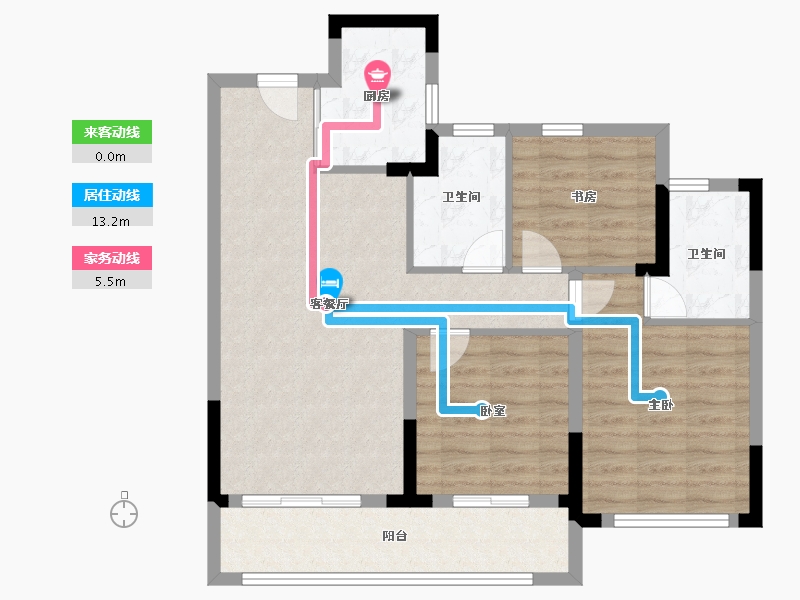 浙江省-杭州市-华景川云萃天和城-84.00-户型库-动静线