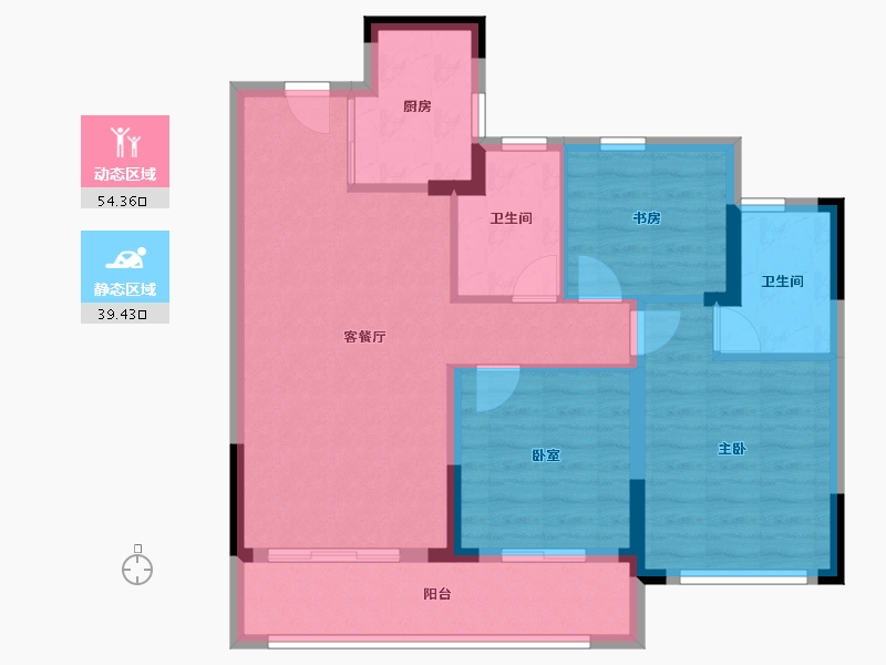 浙江省-杭州市-华景川云萃天和城-84.00-户型库-动静分区