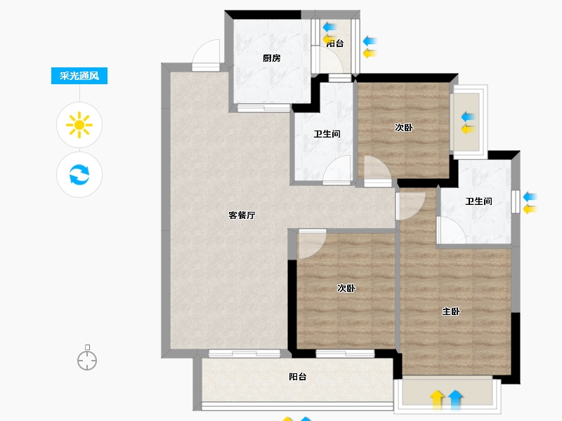 四川省-成都市-星河WORLD公园贰号-82.74-户型库-采光通风