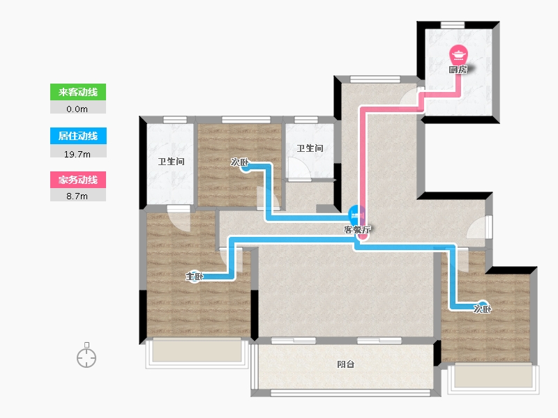 江苏省-苏州市-浅悦静庭-99.84-户型库-动静线