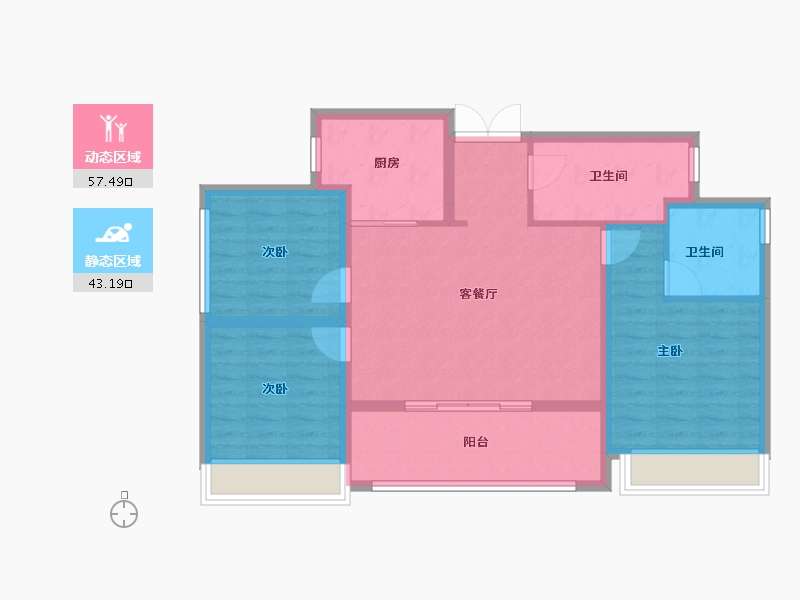 广东省-珠海市-佳兆业水岸华都·湾钻-90.40-户型库-动静分区