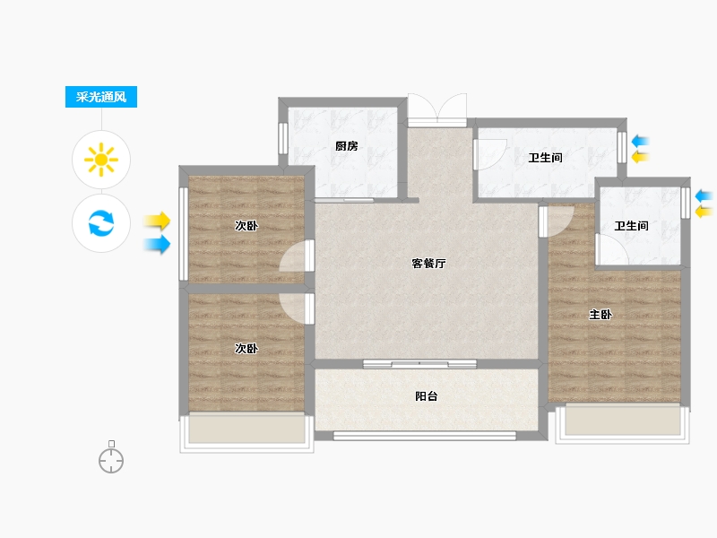 广东省-珠海市-佳兆业水岸华都·湾钻-90.40-户型库-采光通风