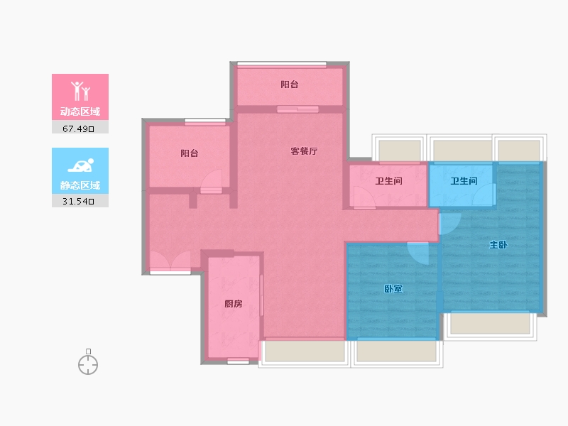 广东省-珠海市-航城·山海荟-88.80-户型库-动静分区