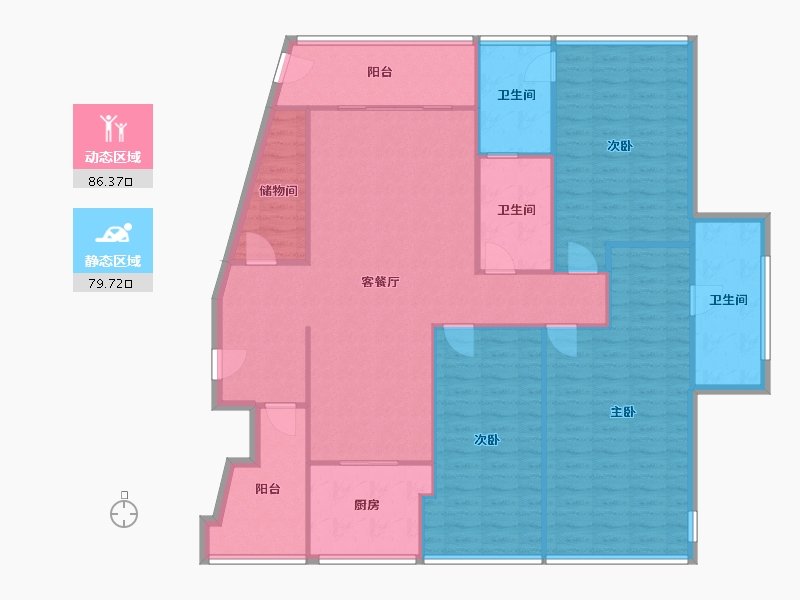 浙江省-金华市-梅湖公馆-153.57-户型库-动静分区