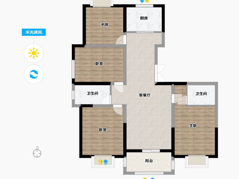 江苏省-盐城市-盐海琥珀湾-112.00-户型库-采光通风