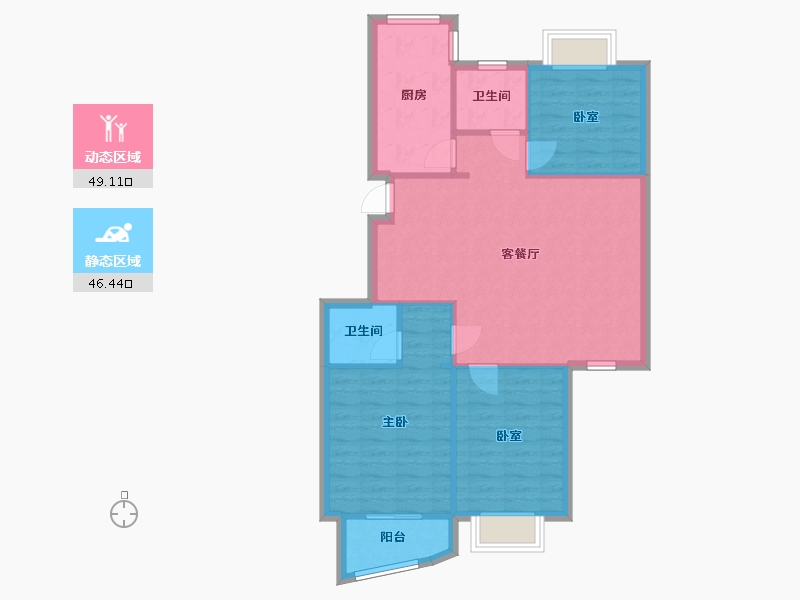 安徽省-合肥市-黄山花园-94.40-户型库-动静分区