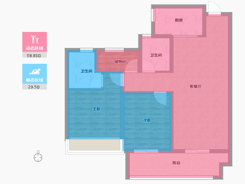 浙江省-绍兴市-鉴湖南院-78.40-户型库-动静分区