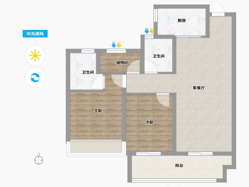 浙江省-绍兴市-鉴湖南院-78.40-户型库-采光通风