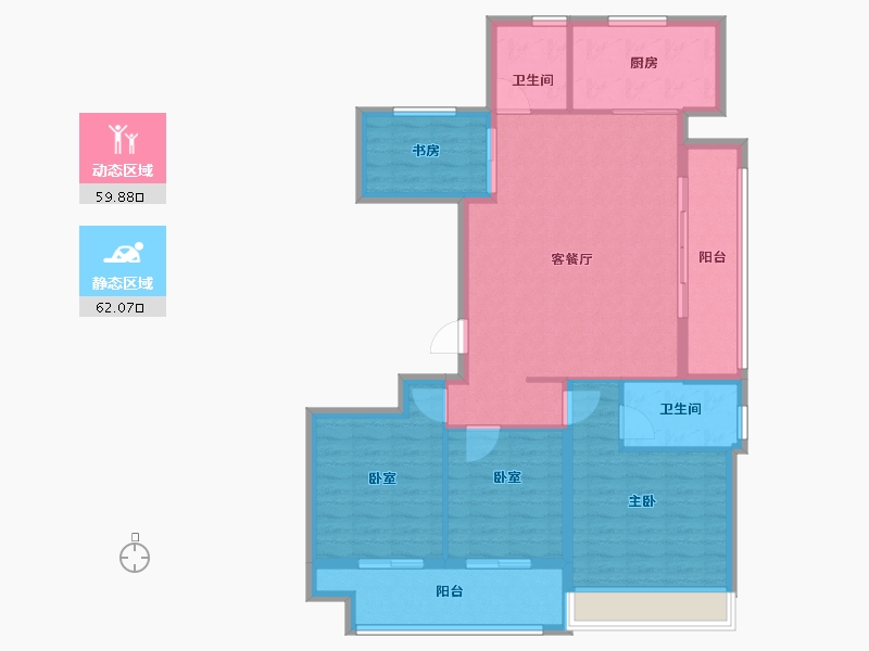 浙江省-绍兴市-鉴湖南院-110.40-户型库-动静分区