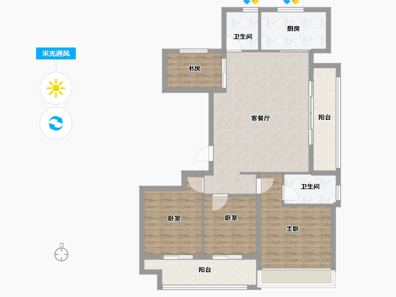 浙江省-绍兴市-鉴湖南院-110.40-户型库-采光通风