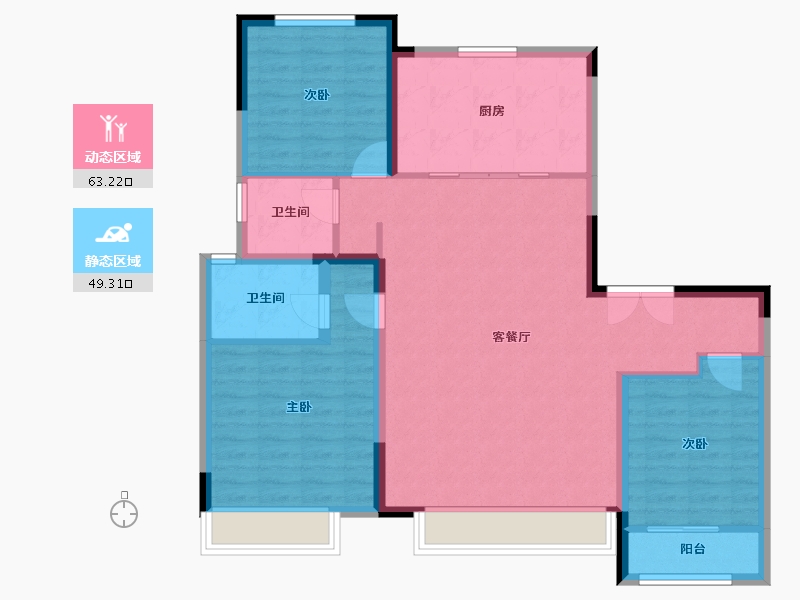 山东省-淄博市-中海观园-102.03-户型库-动静分区