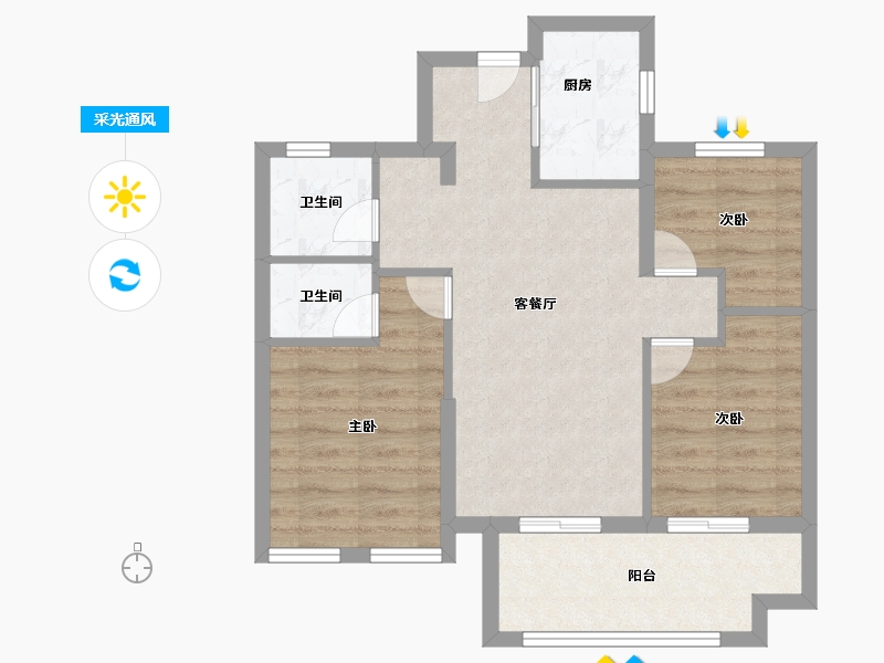 福建省-福州市-万科城市花园-63.20-户型库-采光通风