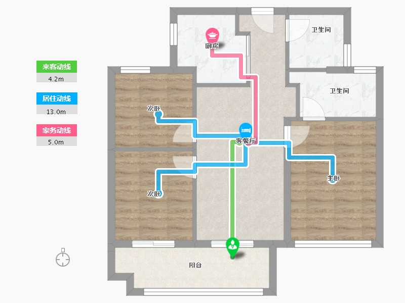 福建省-福州市-万科城市花园-68.80-户型库-动静线