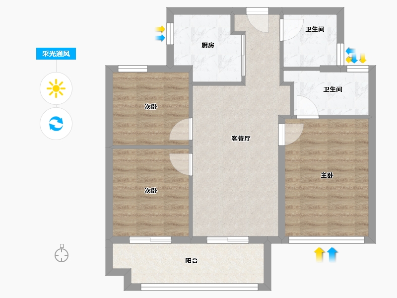 福建省-福州市-万科城市花园-68.80-户型库-采光通风