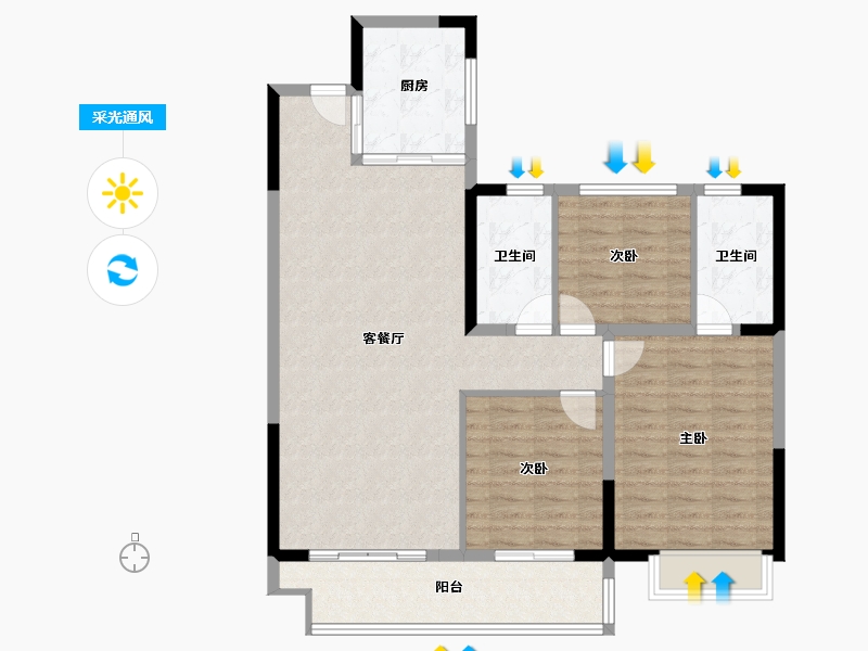 陕西省-榆林市-德通·葭州府-102.41-户型库-采光通风