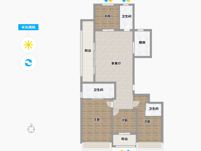 浙江省-绍兴市-元垄望品-133.48-户型库-采光通风