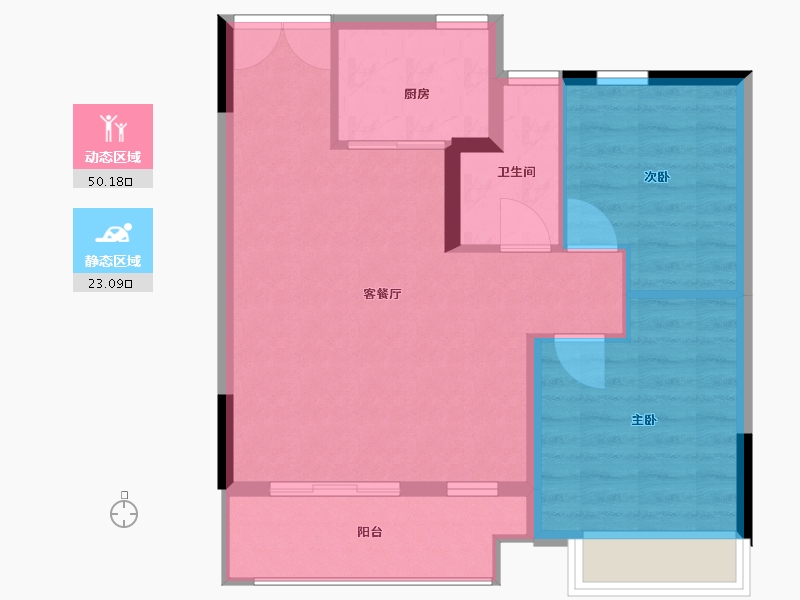 浙江省-金华市-溪南雅苑-66.40-户型库-动静分区