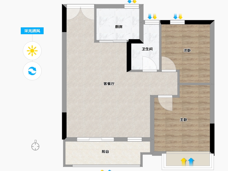 浙江省-金华市-溪南雅苑-66.40-户型库-采光通风