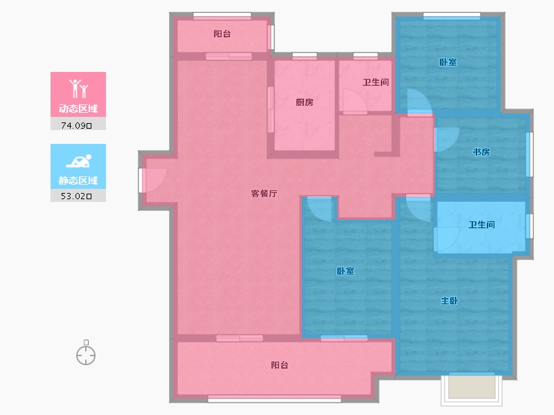 河南省-南阳市-学府春天-113.60-户型库-动静分区