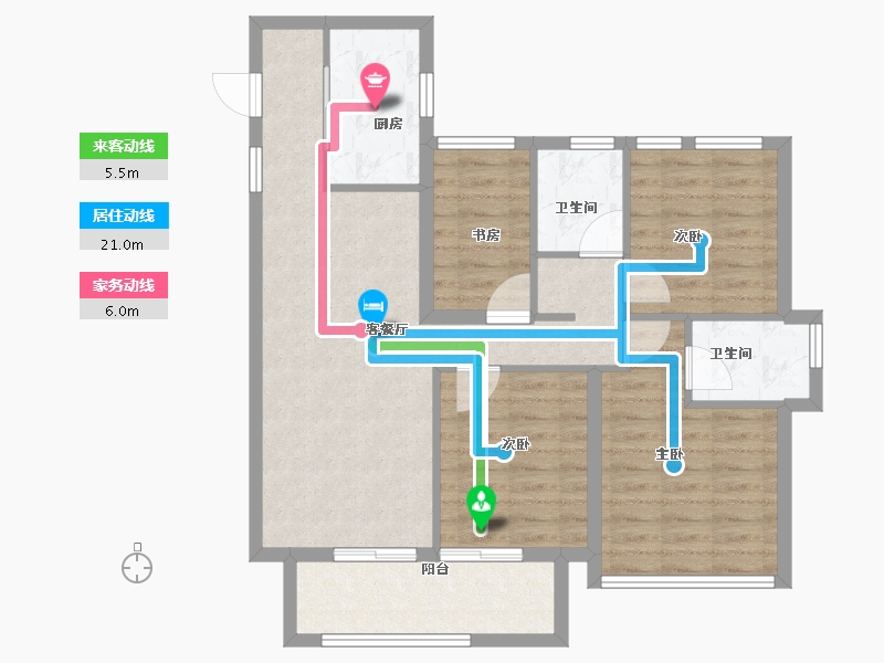 福建省-福州市-万科城市花园-87.20-户型库-动静线