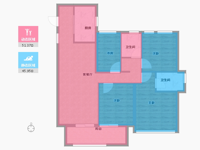 福建省-福州市-万科城市花园-87.20-户型库-动静分区