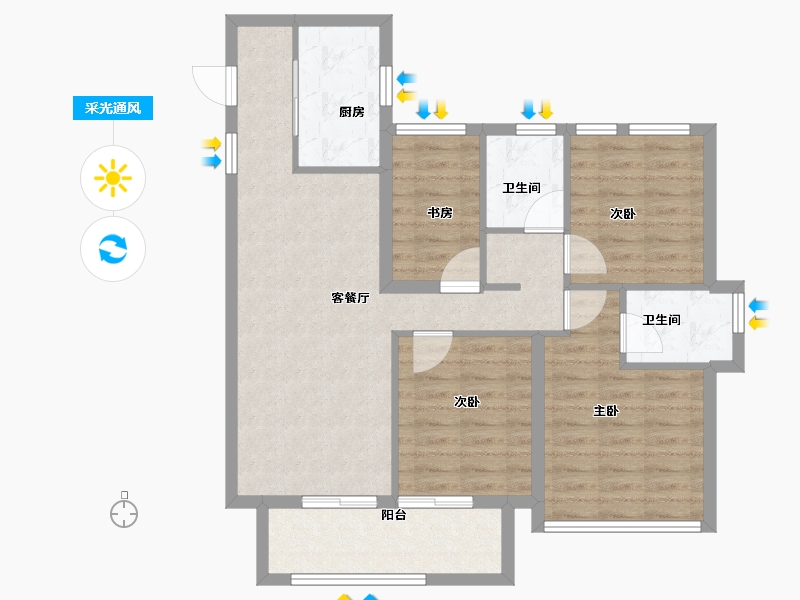 福建省-福州市-万科城市花园-87.20-户型库-采光通风