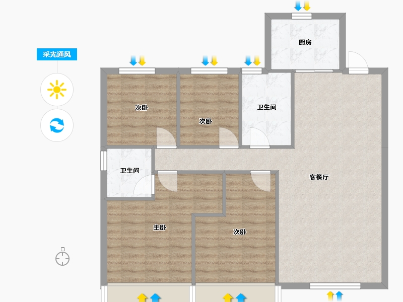 辽宁省-锦州市-碧桂园御锦府西华苑-108.00-户型库-采光通风