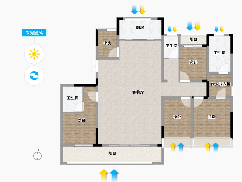 浙江省-湖州市-天能天泽府-186.40-户型库-采光通风