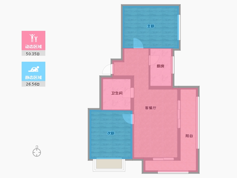 山东省-烟台市-凯润滨河城-68.28-户型库-动静分区