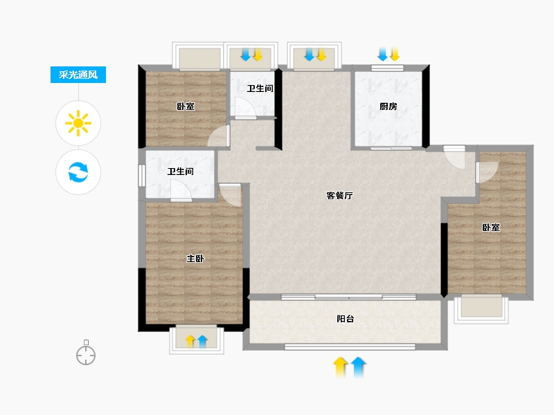 江苏省-南通市-观山樾-113.02-户型库-采光通风