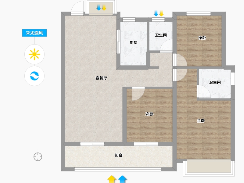 浙江省-绍兴市-上保利金地·都会云上府-88.00-户型库-采光通风