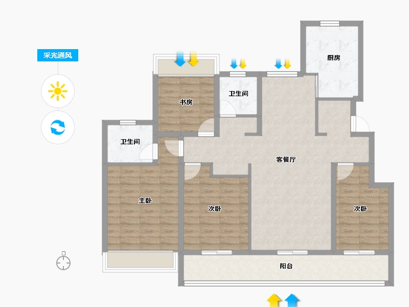 浙江省-绍兴市-元垄望品-115.56-户型库-采光通风