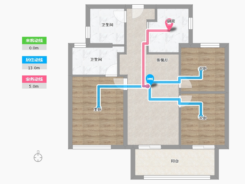 福建省-福州市-万科城市花园-68.80-户型库-动静线