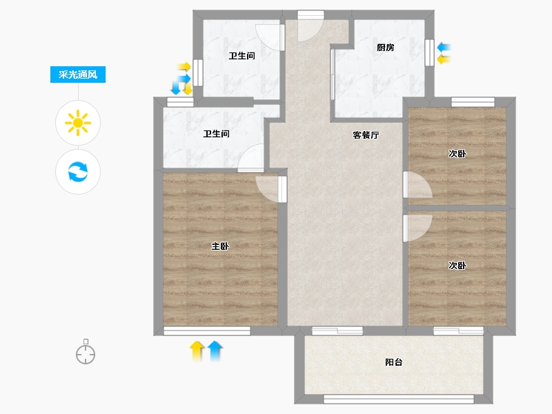 福建省-福州市-万科城市花园-68.80-户型库-采光通风