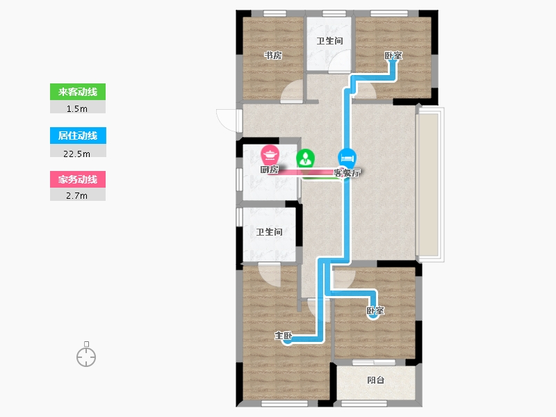 浙江省-杭州市-华景川云萃天和城-94.40-户型库-动静线