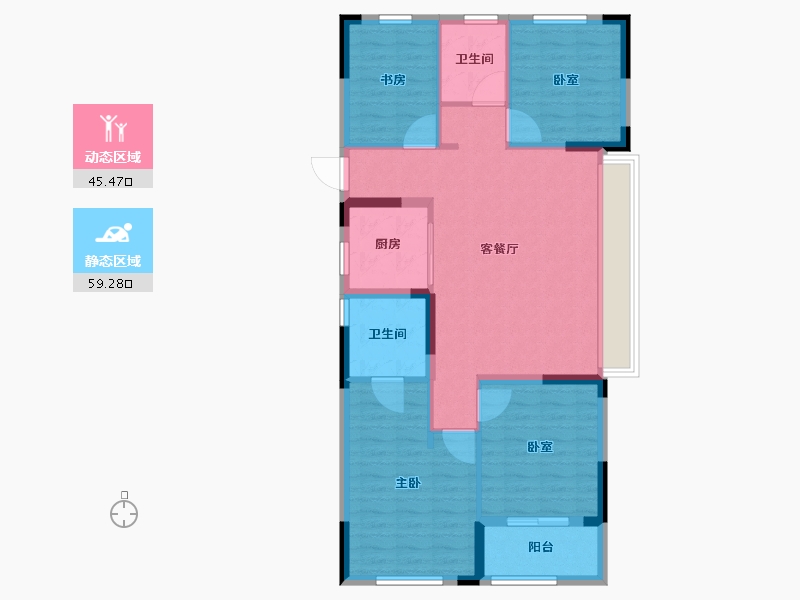 浙江省-杭州市-华景川云萃天和城-94.40-户型库-动静分区