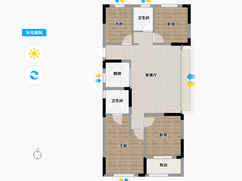 浙江省-杭州市-华景川云萃天和城-94.40-户型库-采光通风