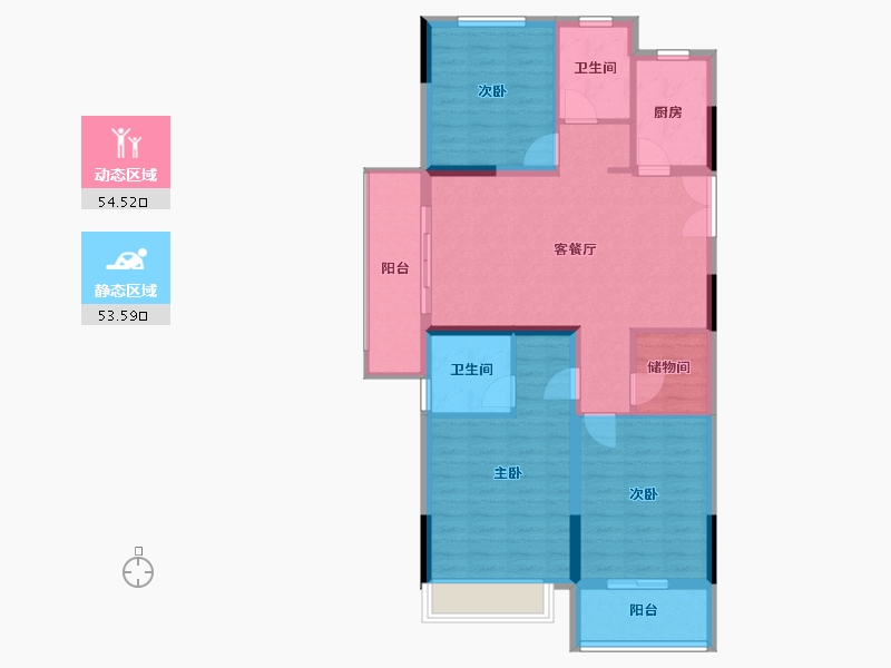 浙江省-金华市-溪南雅苑-97.42-户型库-动静分区