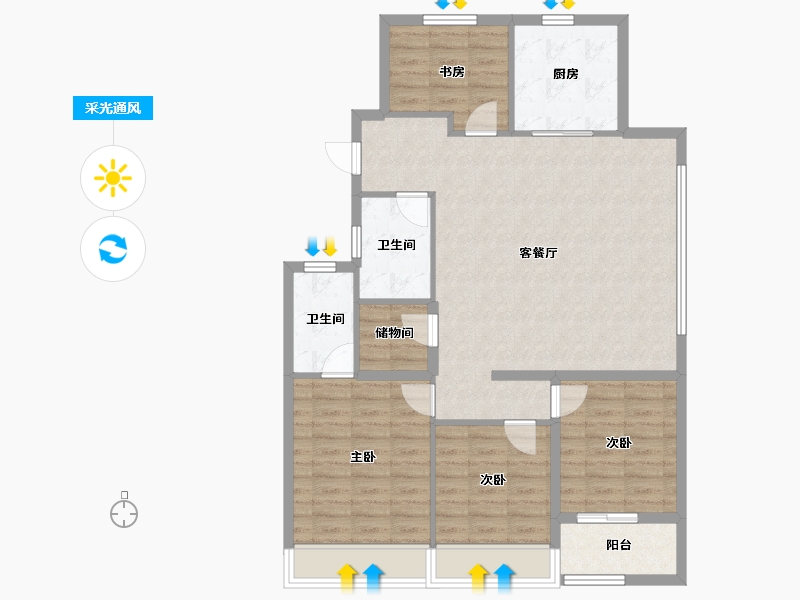 浙江省-绍兴市-上保利金地·都会云上府-102.40-户型库-采光通风