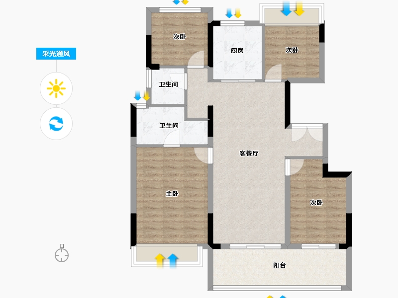 安徽省-淮北市-国金·紫郡府-98.13-户型库-采光通风