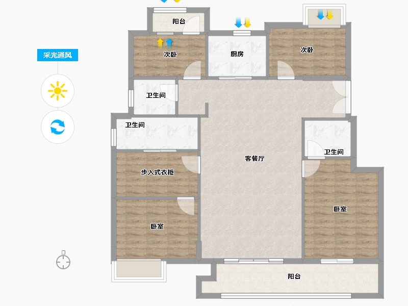 福建省-福州市-大东海天樾-120.80-户型库-采光通风