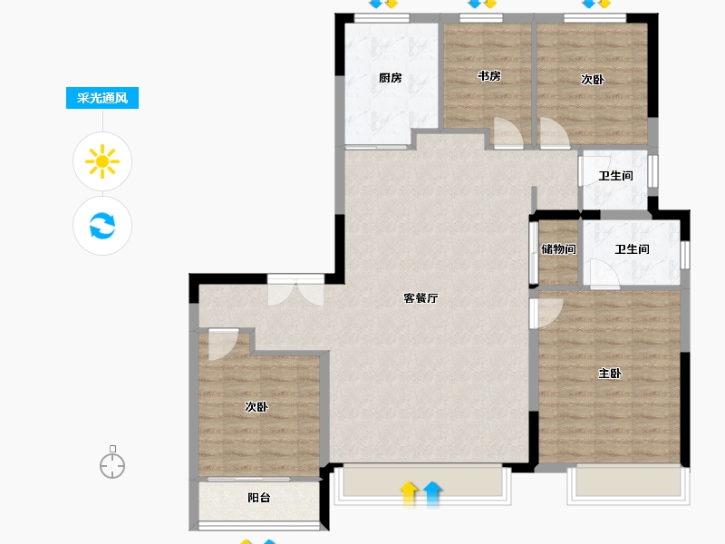 山东省-淄博市-中海观园-115.03-户型库-采光通风