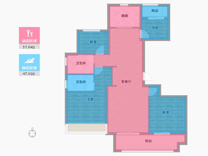 浙江省-绍兴市-鉴湖南院-93.55-户型库-动静分区