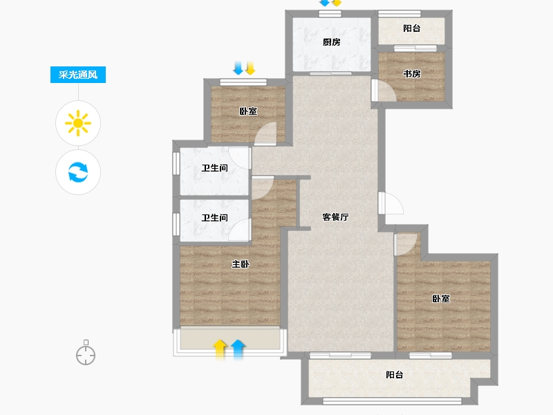 浙江省-绍兴市-鉴湖南院-93.55-户型库-采光通风