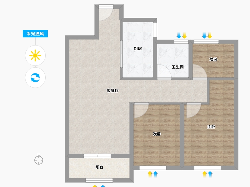 河北省-石家庄市-恒扬·公园8号-80.00-户型库-采光通风