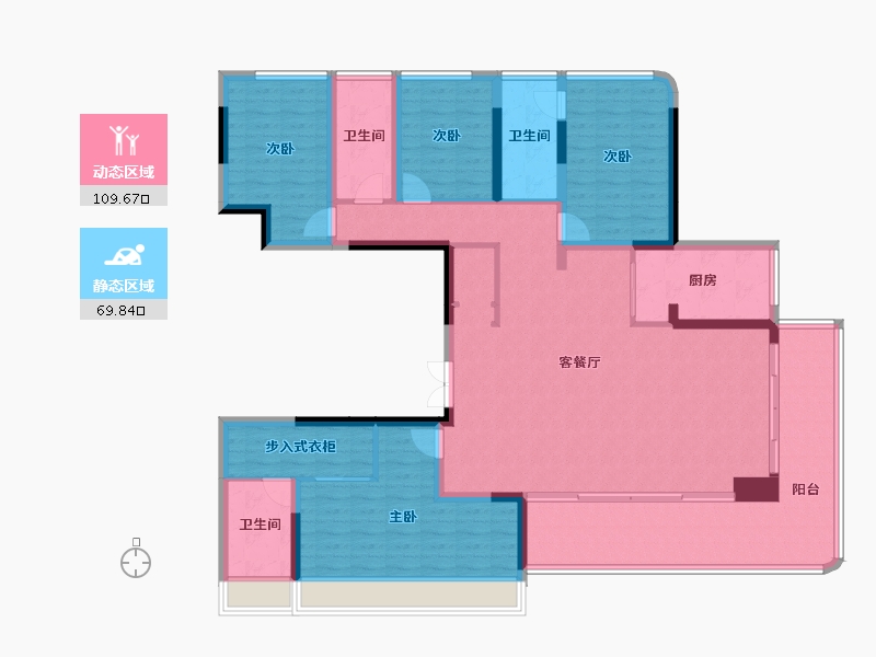 四川省-绵阳市-长虹城云麓-161.71-户型库-动静分区