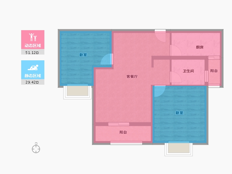 甘肃省-白银市-福门凤凰城-71.40-户型库-动静分区