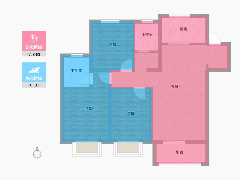 河北省-唐山市-德贤华府-75.91-户型库-动静分区