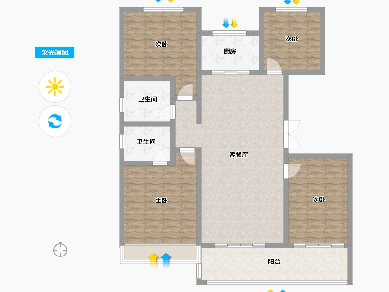 山东省-菏泽市-中达宜居锦苑-128.01-户型库-采光通风