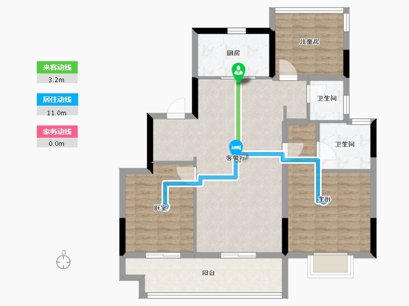 安徽省-合肥市-伟星悦璟台-88.01-户型库-动静线